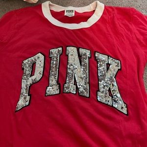 Red sequenced PINK shirt small